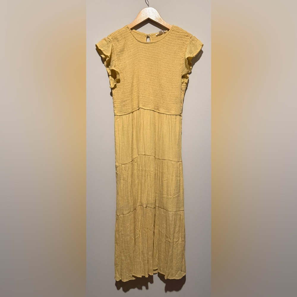 Blu Pepper Yellow Textured Maxi Dress